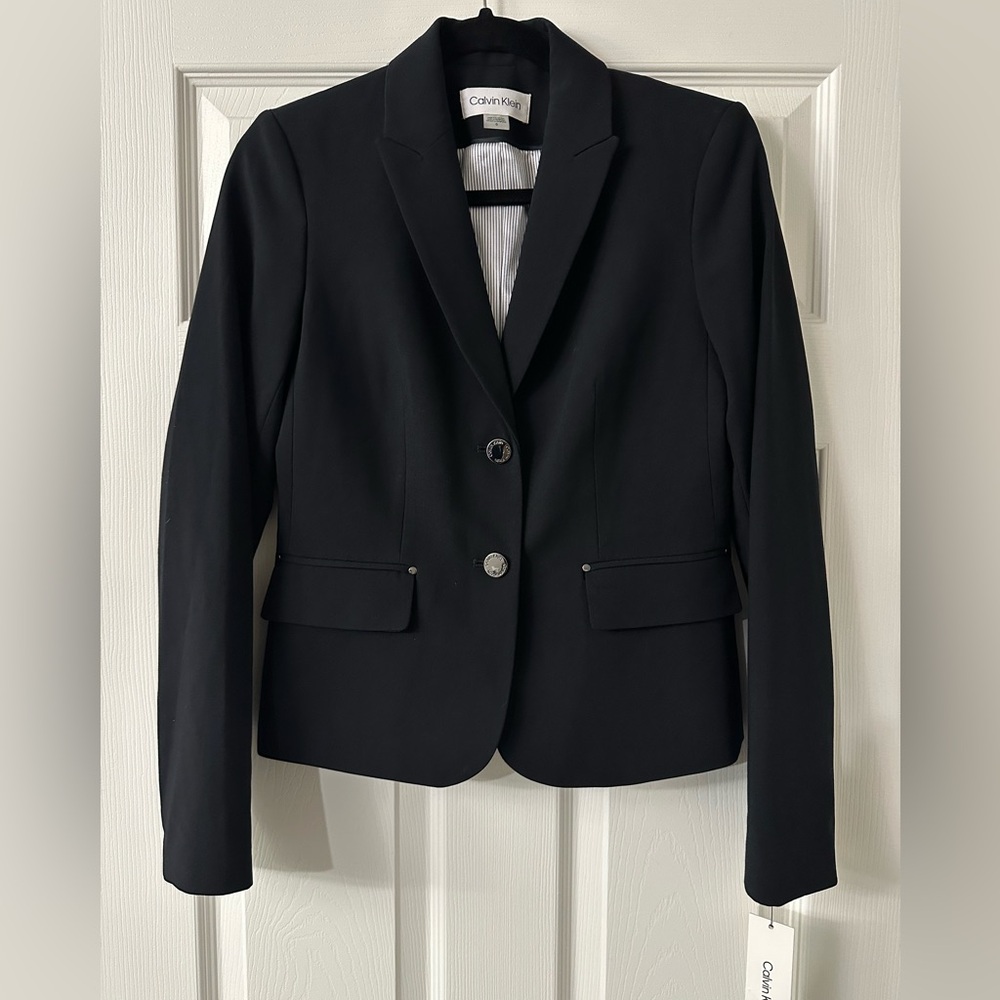 Calvin Klein Women’s Navy Blue Two Button Blazer Size 0